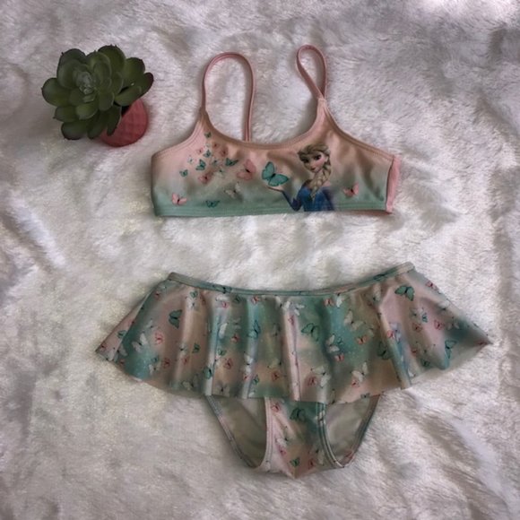 H&M x Disney Frozen Elsa Skirted Kid's Bikini GUC - Picture 1 of 5